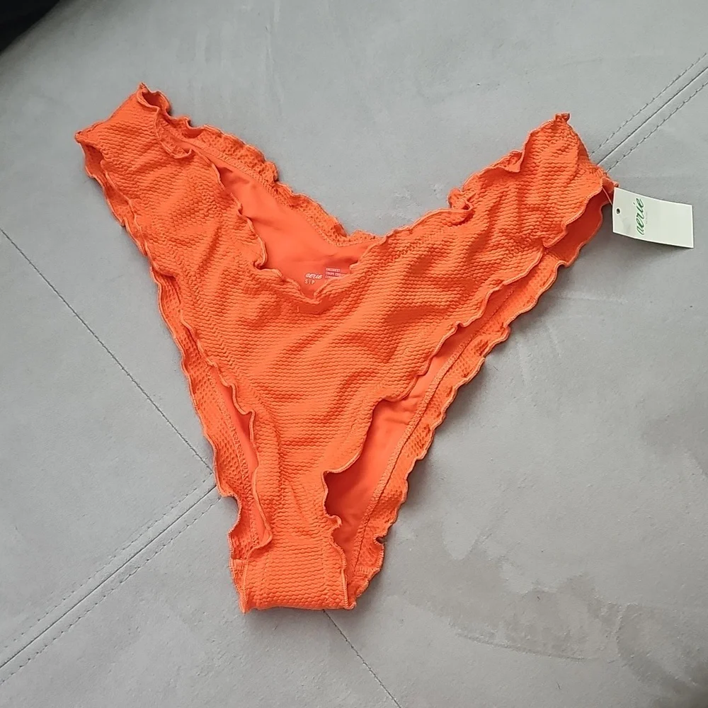 NWT Aerie Cheeky Orange Lace Trim Bikini Bottom